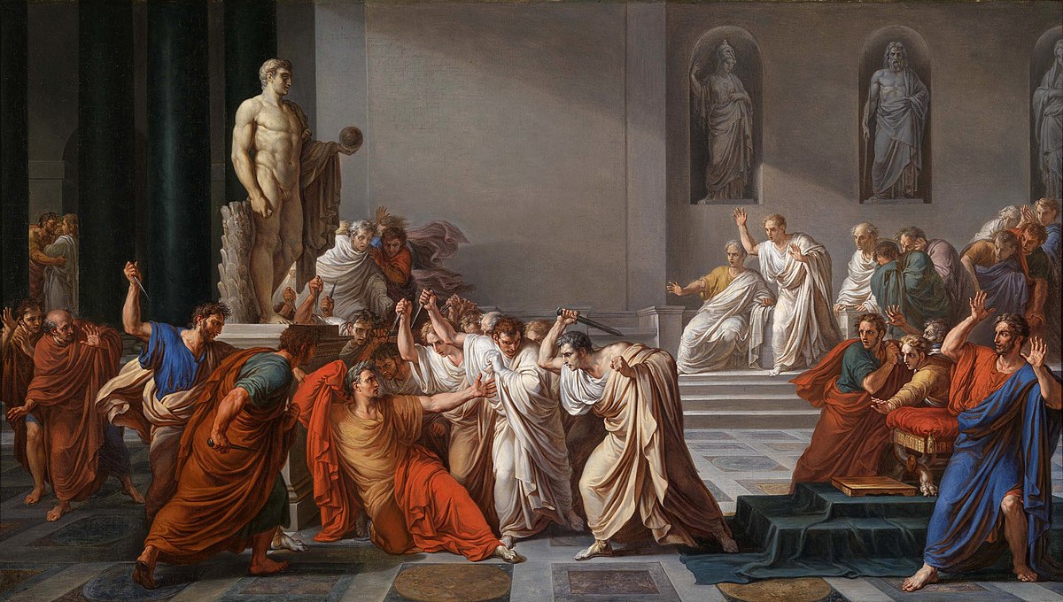 Assassination of Julius Caesar, 44 BCE, painted in 1804-1805, by Vicenzo Camuccini (1771-1844) Galleria Nazionale d