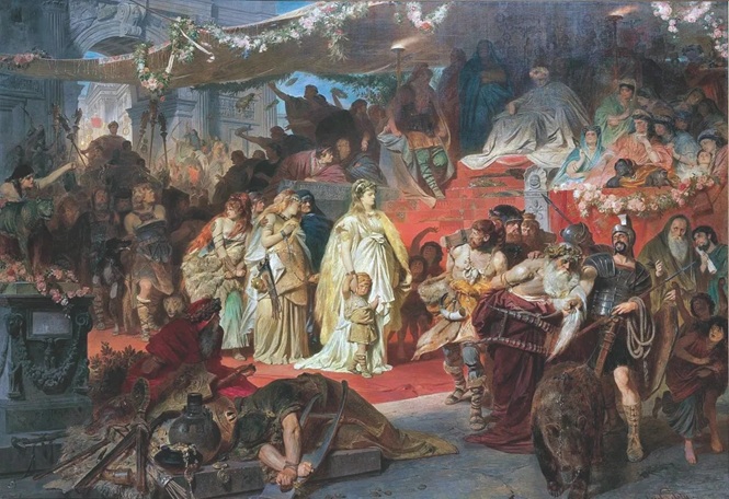 Thusnelda at the Triumphal Procession of Germanicus, 17 CE (Carl Theodor von Piloty) (1826-1886) Neue Pinakothek, München, 