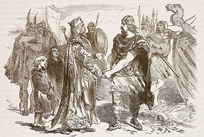 Meeting of Edmund Ironside and Canute on the Isle of Alney in the Severn, 1016, ca. October 31, 1016 (from Cassell
