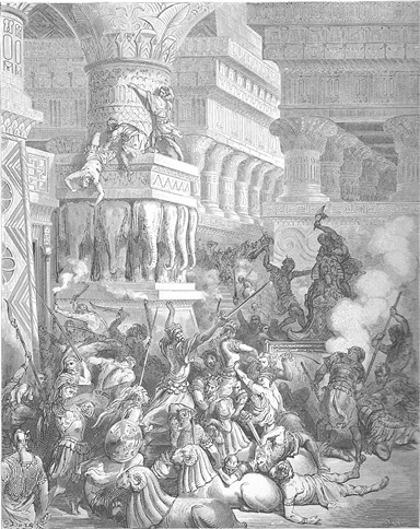 Destruction of the Dagan Temple at Ashdod under leadership of Jonathan Apphus, 147 BCE (Gustav Doré) (1832-1883)