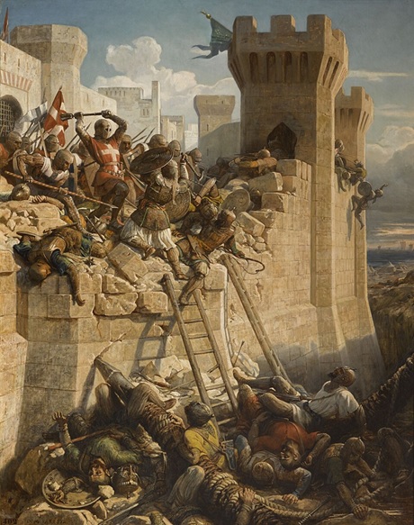 Siege of Acre, The Hospitalier Master Mathieu de Clermont Defending the Walls, 1291, April 4 (Dominique Papety) (1815–49) Château de Versailles,  MV 402 