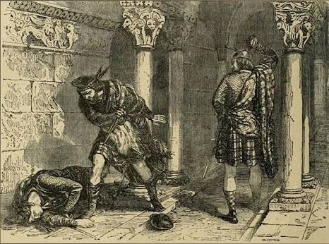 Murder of Comyn in Greyfriars Church, 1306, February 10 (Felix Phillipoteaux) (1815-1884)