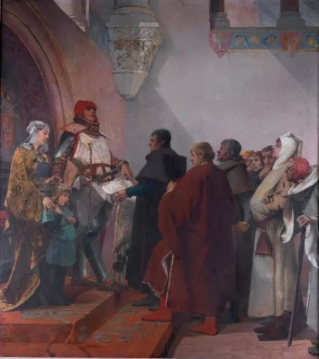 Renaud of Burgundy grants a charter to the town of Belfort, 1307, May (Albert Maignan) (1845-1908) Hôtel de ville, Belfort, Bourgogne-Franche-Comté