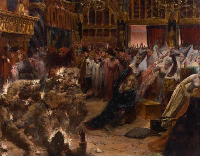 Paris Bal des ardents - Four  dancers  killed in a fire caused by a torch brought in by Louis I, Duke of Orléans, 1398, January 28