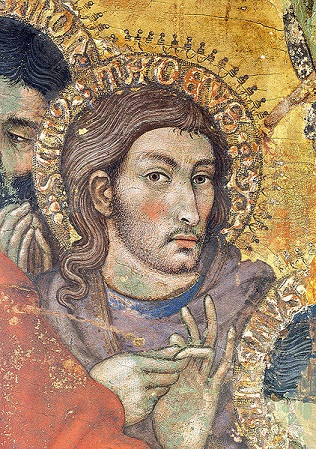 Self-Portrait as St. Thaddeus, 1401 (Taddeo Bartolo) (ca. 1363-1422) detail from Assumption of the Virgin, Duomo of Montepulciano, Siena 