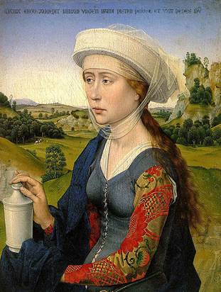 A Young woman of the Braque Family, ca. 1450 (right panel of Triptych) (Rogier Van Der Weyden) (1399-1464) 