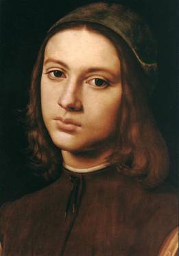 A Young Man (detail), ca. 1495  (Pietro Perugino) (1446-1524) Galleria degli Uffizi, Firenze  