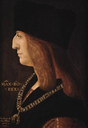 Maximilian I, ca. 1502 (Ambrogio de Predis)    (1455-1508)  Kunsthistorisches Museum, Wien, Gemäldegalerie, 4431