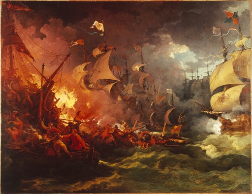 Battle of Gravelines - English defeat the Spanish Armada near Calais, August 8th, 1588 (Philippe-Jacques de Loutherbourg) (1740-1812) National Maritime Museum, Greenwich, London, BHC0264