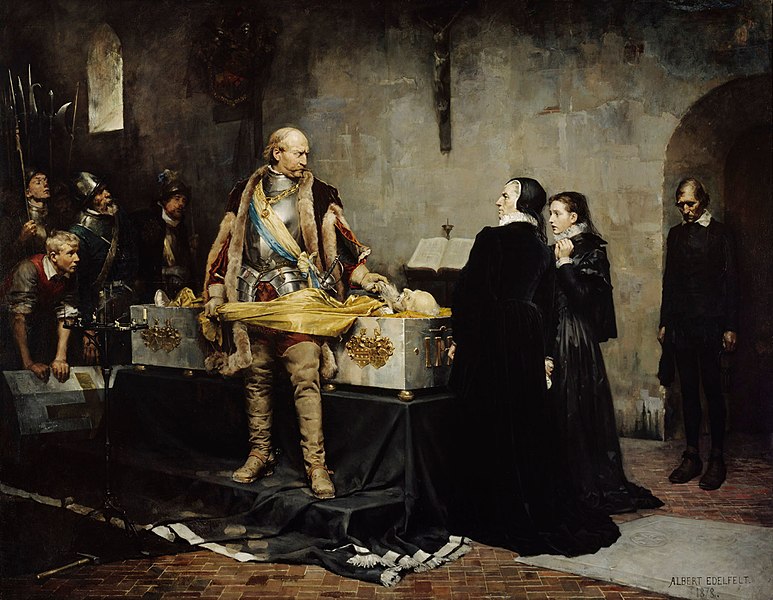 Duke Karl of Sudermania, future King Charles IX of Sweden, insulting the corpse of Claude Flemming, 1597 (Albert Edelfelt) (1854-1905) Ataneum, Helsinki AI212