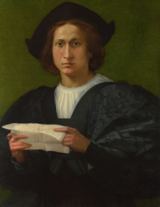 A Young Man holding a Letter, 1518 (Rosso Fiorentino) (1494-1540)  The National Gallery London, NG6584 