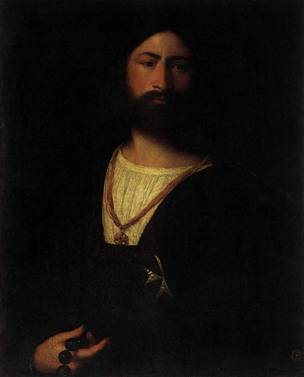 Knight of Malta ca. 1515 by Titian 1488-1576 Galleria degli Uffizi Florence rosary beard