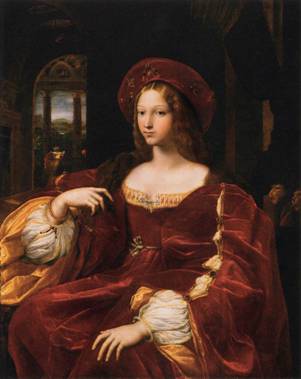 Dona Isabel de Requesens Vice-Queen of Naples ca. 1518 Raphael 1483-1520 Musée du Louvre Paris France painting Isabella young woman columns