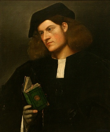 Young Man with Green Book, ca. 1510-1515 (UA possibly Titian) (c1488-1567) or (Giorgione)   Fine Arts Museums of San Francisco, Legion of Honor