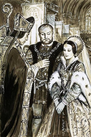 Marriage of Henry VIII and Anne Boleyn, 1533, January 25,   (C.L. Doughty) (1913-1985) Look and Learn: Pageant of Kings