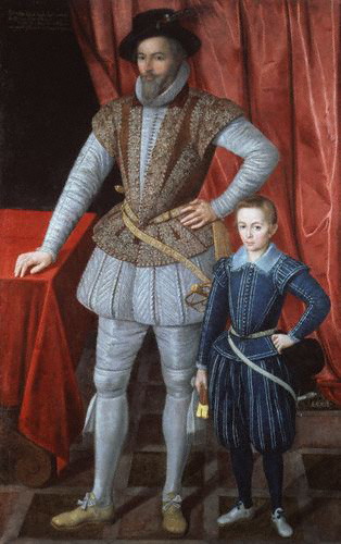 Sir Walter Raleigh and son, 1602 (Unknown Artist) National Portrait Gallery, London,  NPG 3914  