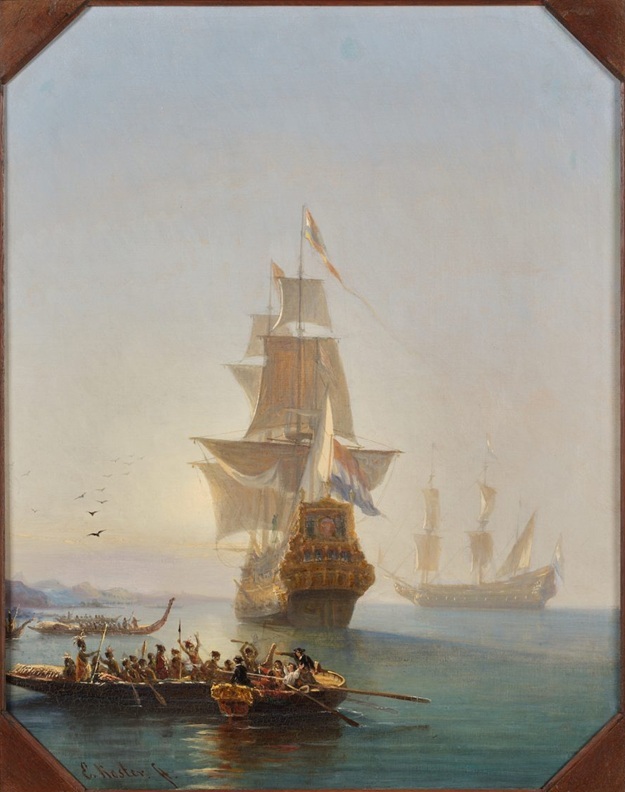 The Arrival of Abel Tasman in New Zealand, 1642, December 18 (Everhardus Koster) (1817-1892) 
