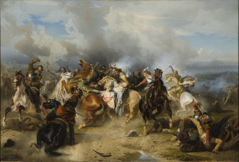 Battle of Lutzen, November 16 (Gregorian), 1632 Adolphus II, King of Sweden killed, by Carl Walbohm (1810-1858) Nationalmuseum, Stockholm NM1028