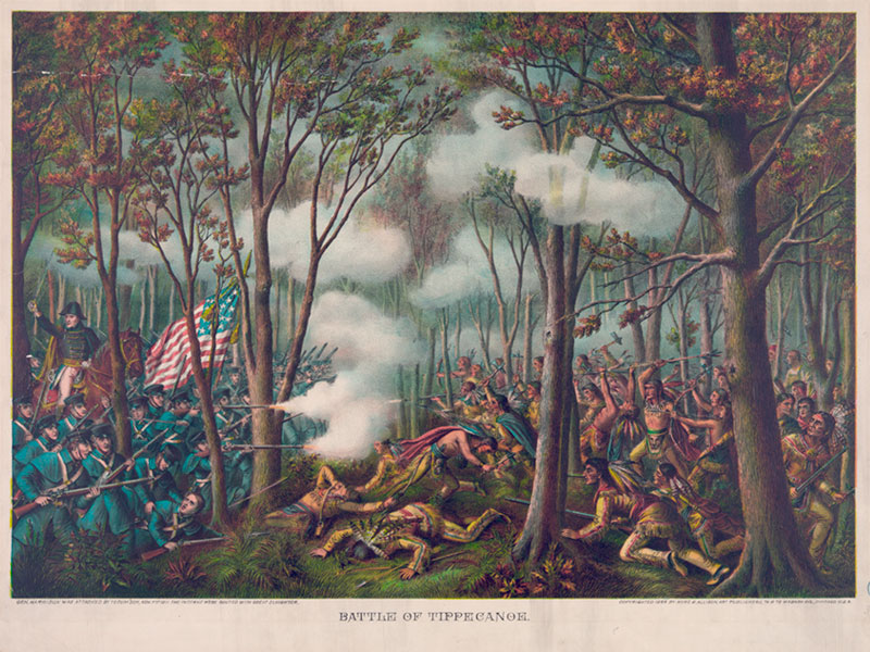 Battle of Tippecanoe, November 7, 1811,  (Kurz and Allison, lithograph)