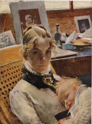 The Artists Wife and daughter Suzanne, 1885 (Carl Larsson) (1853-1919)   Nationalmuseum Stockholm