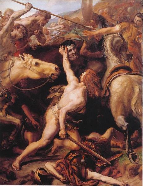 Ducarius Decapitating Roman General Flaminius 27 april 217 BCE, painted in  1882 by Joseph-Noel Sylvestre (1847-1926) Musée”des Beaux-Arts de Beziers