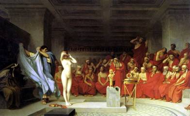 The Logographer Hypereides defends Phryne before the Areopagus, 355 BCE,  by Jean-Leon Gerome (1824-1904) Location TBD