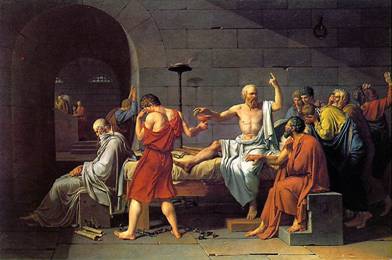 Death of Socrates, 399 BCE, painted in 1787 by Jacques Louis David (1748-1825) Location TBD