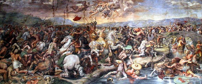 Battle of the Milvian Bridge, 312, (Giulio Romano) (1499-1546) Apostolic Palace, Vatican City, Rome