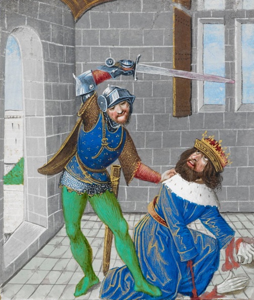 Assassination of Xerxes I, 465 BCE August (Bruges Artist) The British Library, Royal MS 14 EV f.139 (Boccaccio - De casibus virorum)
