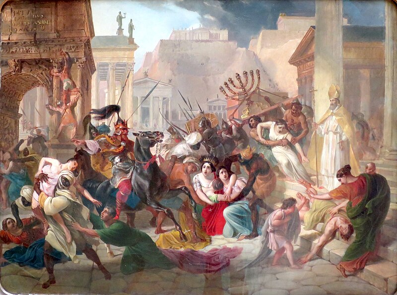 Sack of Rome under Vandal leader Gaiseric, 455 C.E., painted by 	
Karl Bryullov  (1799–1852) Tretyakov Gallery, Moscow 