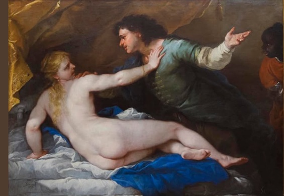 Lucretia defends her honor against Sextus Tarquinus, son of King Lucius Tarquinus, 509 BCE (Luca Giordano) (1634-1705) Museo Nazionale Capodimonte, Napoli, Inv. Q 1678   