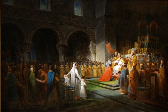 Coronation of Pépin le Bref by Pope Stephen II, 754, July 28 (François Dubois) (1790-1871) Château de Versailles, MV 6  