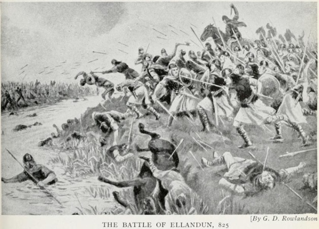 Battle of Ellandun,  Egbert defeats Beornwulf of Mercia, 825, September (G.D. Rowlandson) (1861-1928)