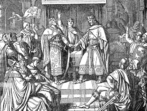 Treaty of Verdun, 843, Frankish Empire divided among the three sons of Louis the Pious