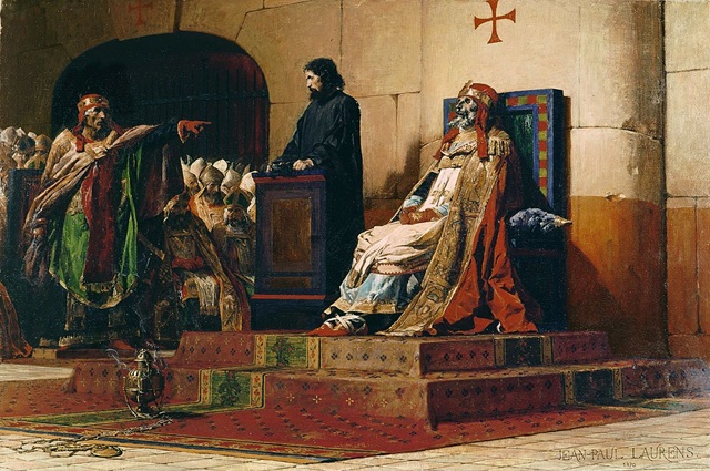 The Cadaver Synod - Pope Stephen VI has predecessor Formosus exhumed and put on trial in Rome, 897 CE, January (Jean-Paul Laurens) (1838-1921) Musée des Beaux-Arts de Nantes , Inv. : 1052