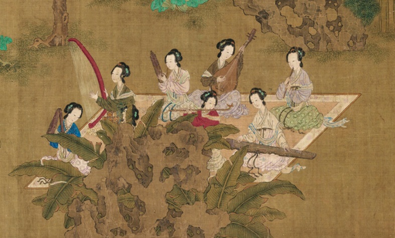 Seeking Cool in the Summer Garden (detail - musicians), ca. 1540 (attributed to Qiu Ying) (1494-1552)