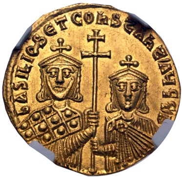 Basil I the Macedonian with Constantine, 871-886 (Constantinople mint - AV Solidus)