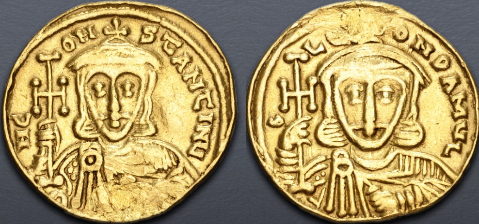 Constantine V Copronymus with Leo III, ca. 741-751 CE (Constantinople mint - AV Solidus)