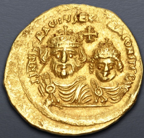 Heraclius with Heraclius Constantine, 613-616 (Constantinople Mint - 2nd officina - AV Solidus)