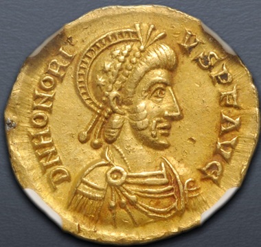 Honorius, 415 CE (Ravenna mint - AV Solidus)