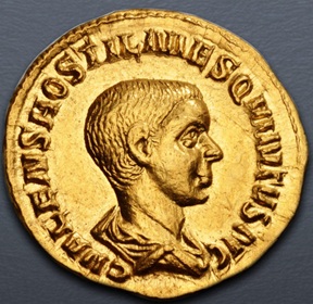 Hostilian,  ca. 250 CE  (Rome Mint - Aureus) 