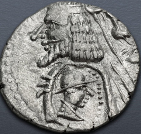 Indo-Parthian, 1 BCE (Margiana or Sogdiana mint - AR Drachm - Phraates IV countermark)