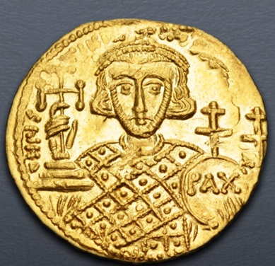 Justinian II, 705 CE (Constantinople mint - AU solidus)