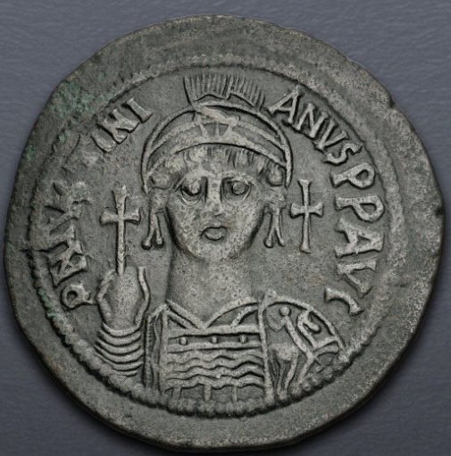 Justinian I, 539-540 CE (Nicomedia mint - 1st officina - AE Follis)