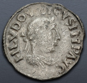 Louis the Pious, 814-819 CE (Dorestad mint AR Denier)