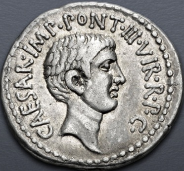 Octavian, 41  BCE,  Spring-Summer  (Ephesus mint - M. Barbatius Pollio - AR Denarius)