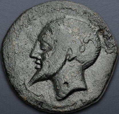 Syphax, King of Western Numidia, 213-203 BCE (Siga mint possibly -  AE Half Unit) 