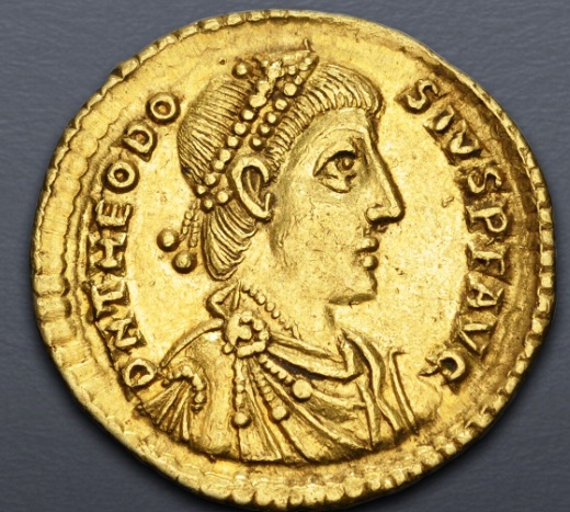 Theodosius I, 389-391 CE   (Treveri  mint - AV Solidus)