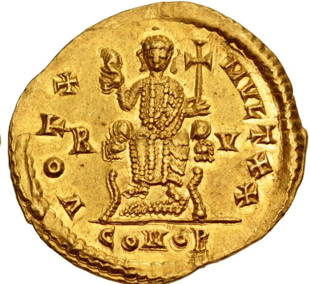 Valentinian III,  435 (Ravenna mint consular issue - AV Solidus - reverse)
