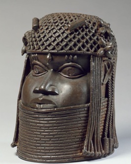 Ùhúnmwèlaò (head of an ọ́bà), ca. 1625 (Ìgùn Ẹ́rọ̀nwwọ̀n brass-casting guild)  The Metropolitan Museum of Art New York, NY,  1979.206.87